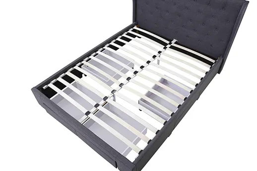 black upholstered bed frame